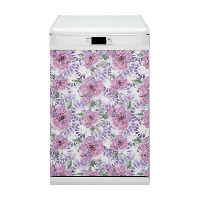 Dishwasher cover magnet Purple flowers