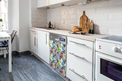 Magnetic dishwasher cover Colorful pineapples