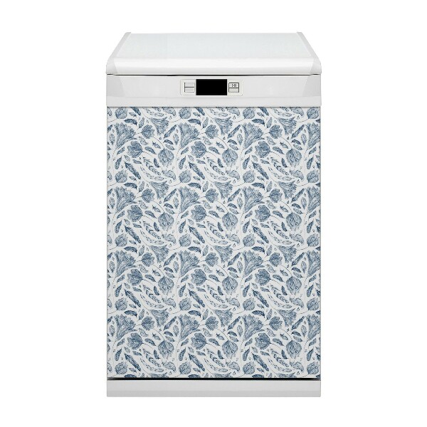 Decorative dishwasher magnet Blue leaves