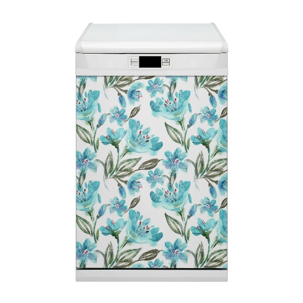 Magnetic dishwasher cover Turquoise flowers