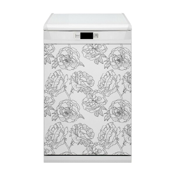 Magnetic dishwasher cover Drawn roses