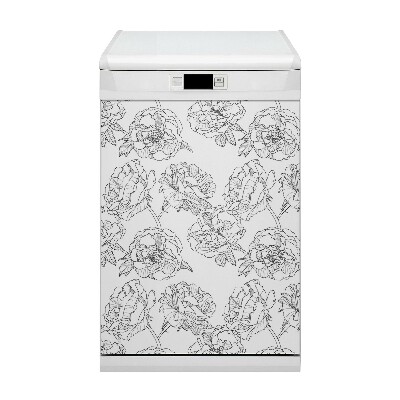 Magnetic dishwasher cover Drawn roses