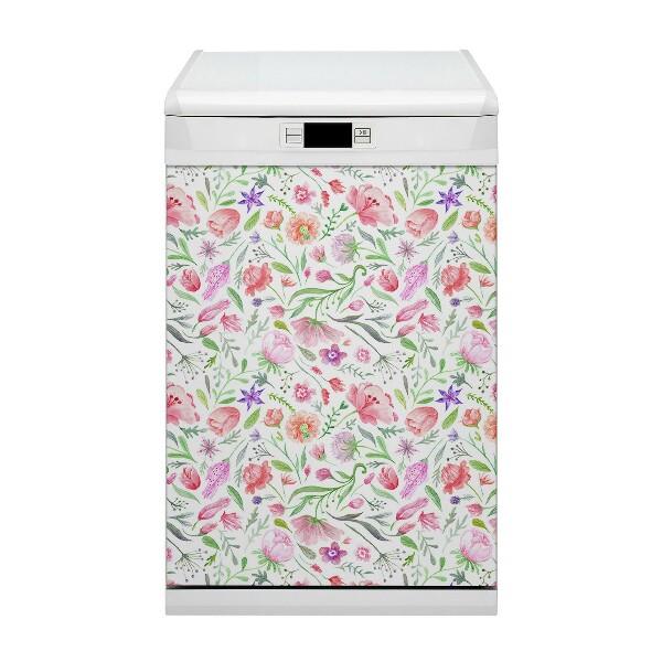 Magnetic dishwasher cover Painted flowers