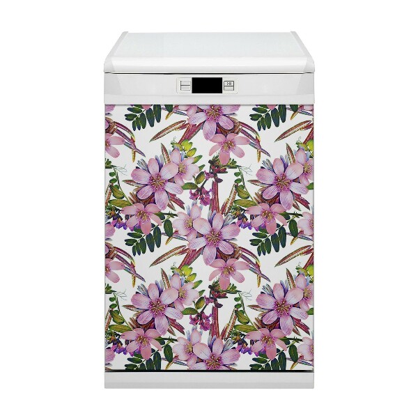 Magnetic dishwasher cover Pink flowers