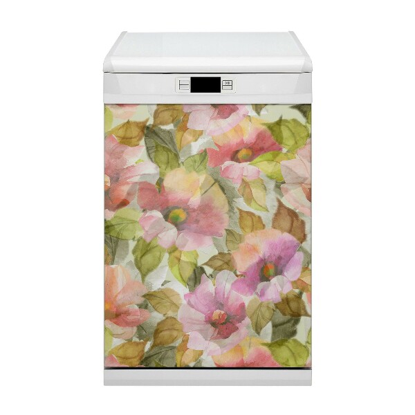 Magnetic dishwasher cover Painted flowers