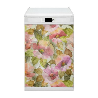 Magnetic dishwasher cover Painted flowers