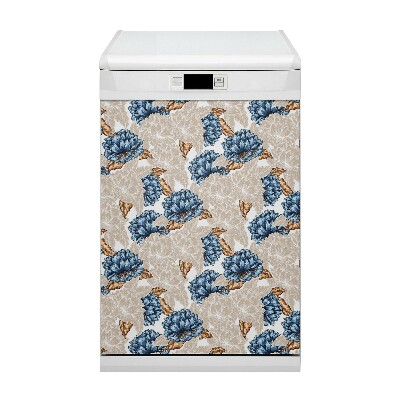 Dishwasher cover magnet Blue flowers