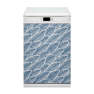 Magnetic dishwasher cover Blue leaves