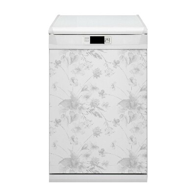 Magnetic dishwasher cover Gray flowers