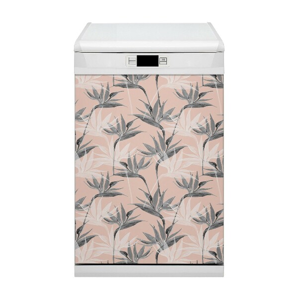 Dishwasher cover Black flowers