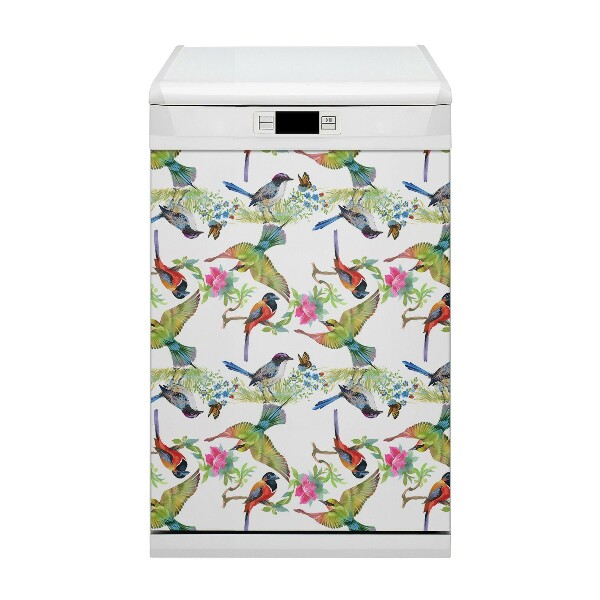 Magnetic dishwasher cover Colorful birds