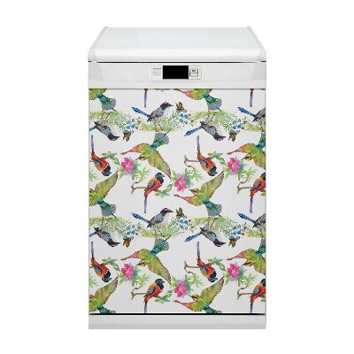 Magnetic dishwasher cover Colorful birds