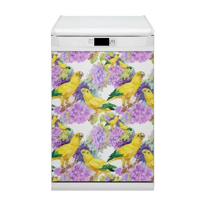 Dishwasher cover magnet Yellow parrots