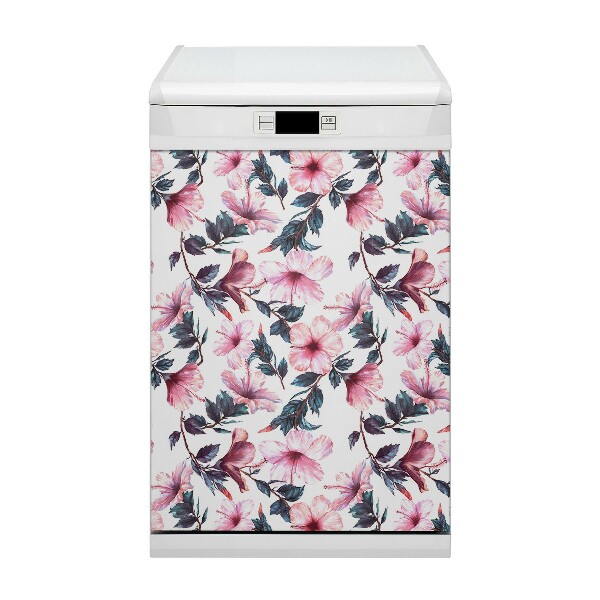 Dishwasher cover magnet Hibiscus flowers