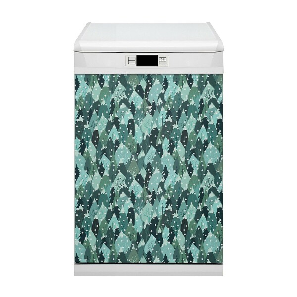 Magnetic dishwasher cover Frosty mountains