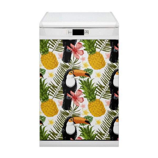 Dishwasher cover magnet Toucan and pineapple