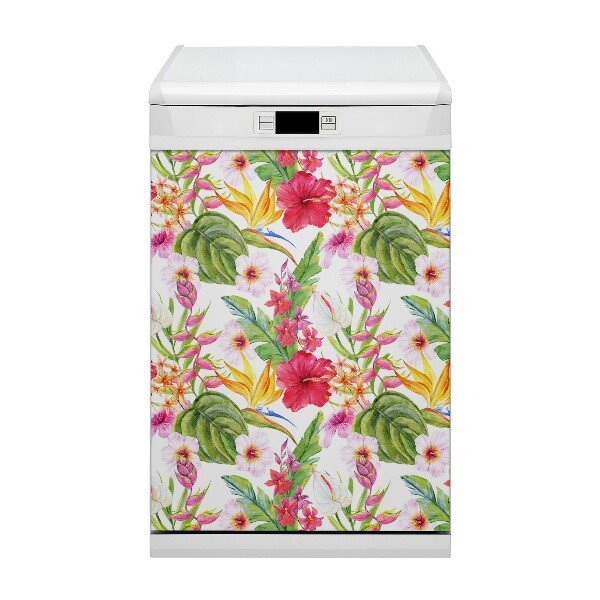 Magnetic dishwasher cover Exotic hibiscus