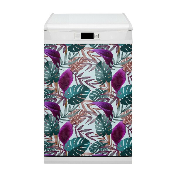 Magnetic dishwasher cover Tropical leaves