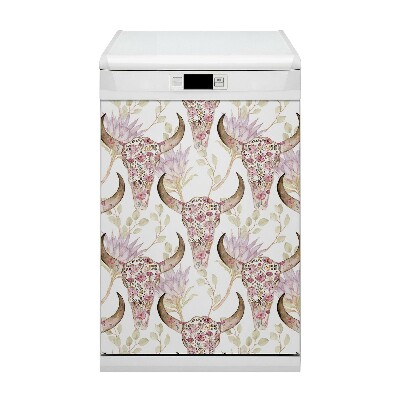 Magnetic dishwasher cover Flower skull