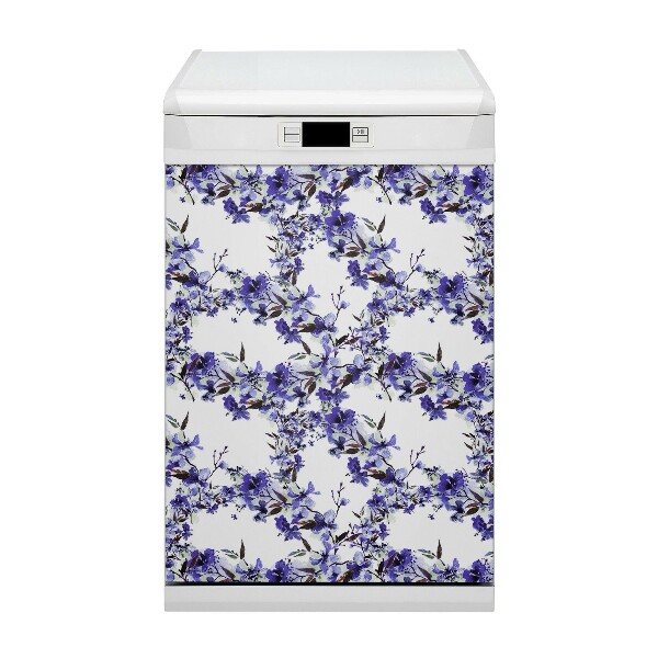 Magnetic dishwasher cover Blue flowers