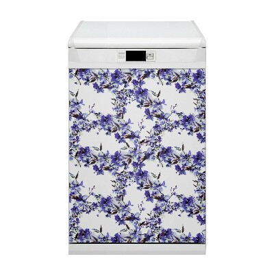 Magnetic dishwasher cover Blue flowers