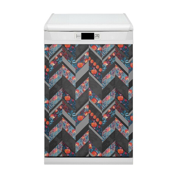 Magnetic dishwasher cover Flowers with herringbone