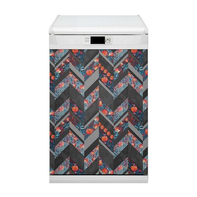 Magnetic dishwasher cover Flowers with herringbone