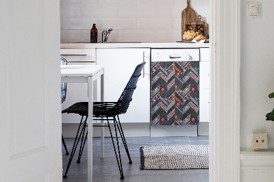 Magnetic dishwasher cover Flowers with herringbone