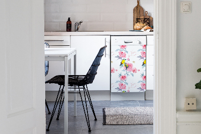 Magnetic dishwasher cover Birds and flowers