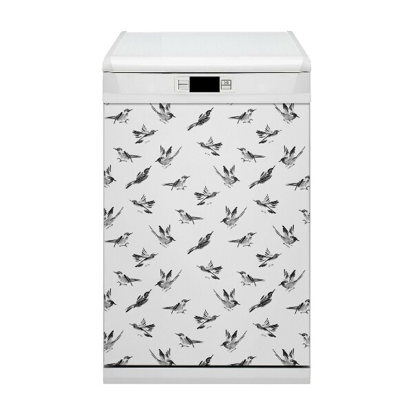 Magnetic dishwasher cover Painted sparrows