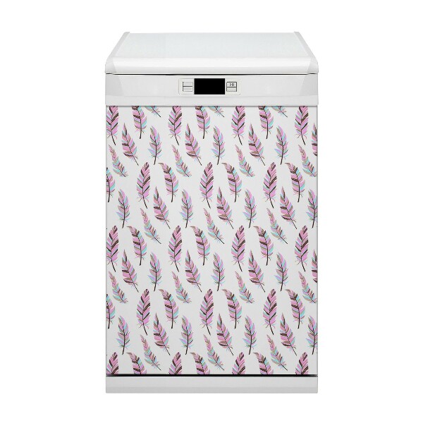 Magnetic dishwasher cover Pink feathers