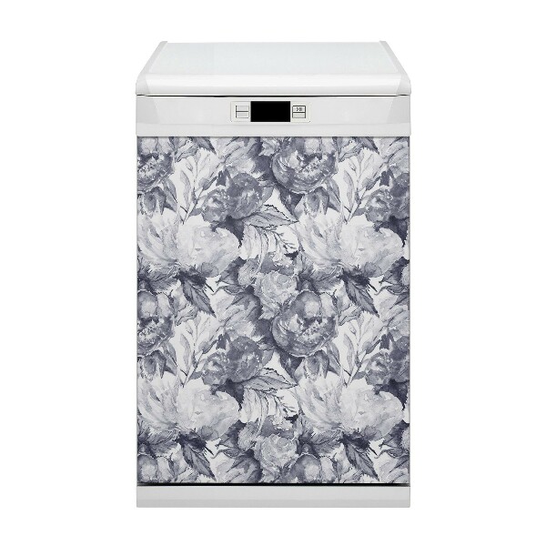 Dishwasher cover Gray flowers