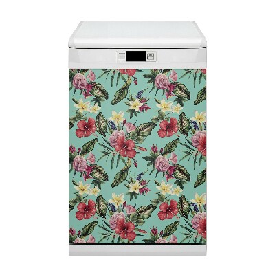 Dishwasher cover magnet Leaves and flowers