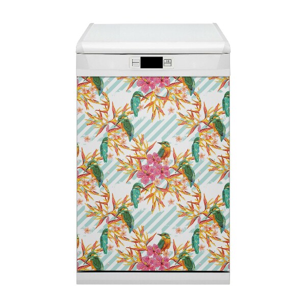 Magnetic dishwasher cover Summer birds