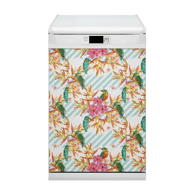 Magnetic dishwasher cover Summer birds