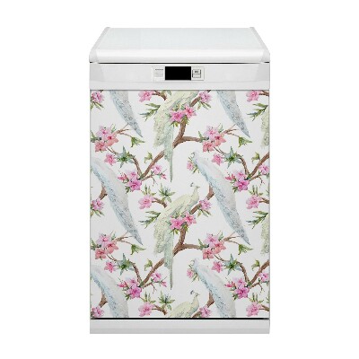 Magnetic dishwasher cover White peacocks