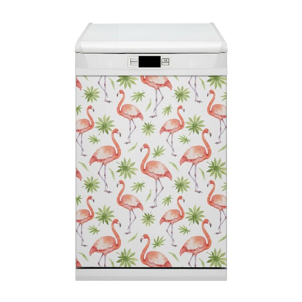 Magnetic dishwasher cover Flamingos