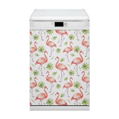 Magnetic dishwasher cover Flamingos