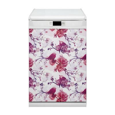 Magnetic dishwasher cover Purple birds