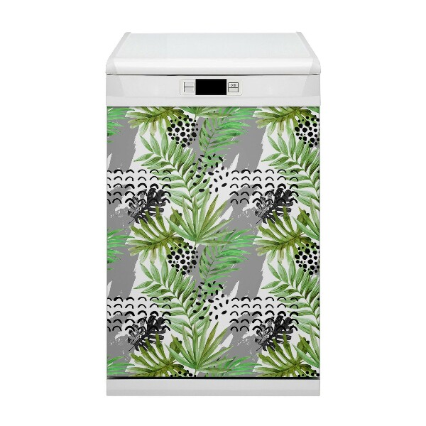 Magnetic dishwasher cover Tropical leaves