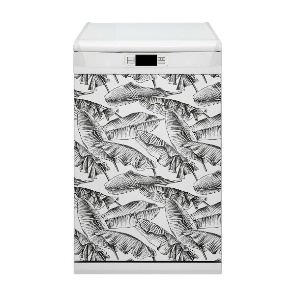 Magnetic dishwasher cover Black leaves