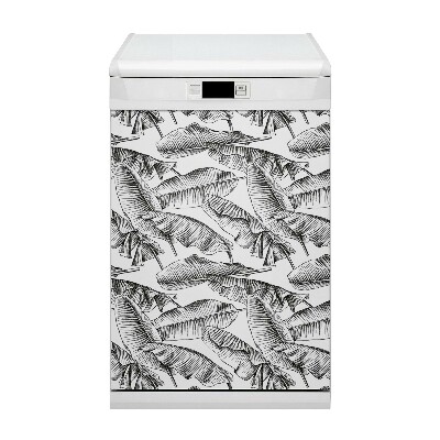 Magnetic dishwasher cover Black leaves