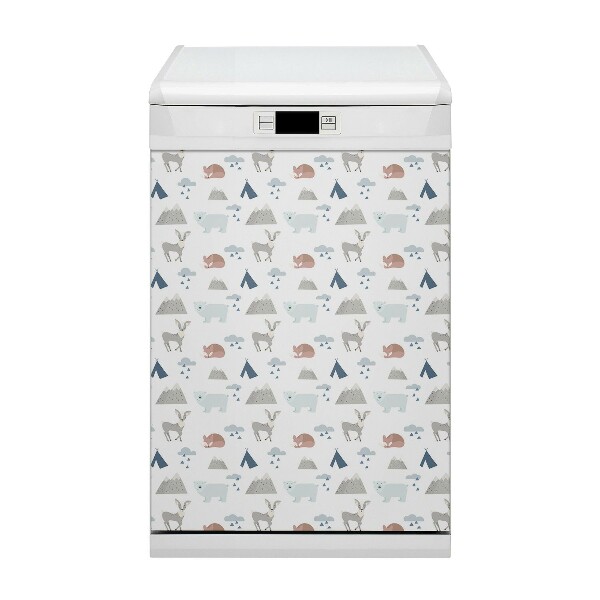 Magnetic dishwasher cover Forest animals