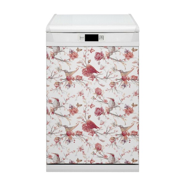 Magnetic dishwasher cover Red birds