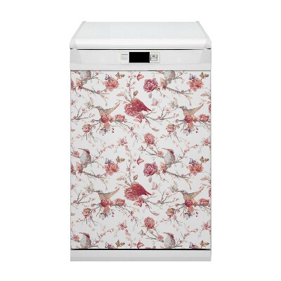 Magnetic dishwasher cover Red birds