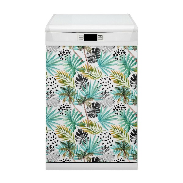 Magnetic dishwasher cover Palms and leaves