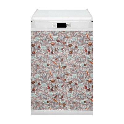 Magnetic dishwasher cover Autumn city