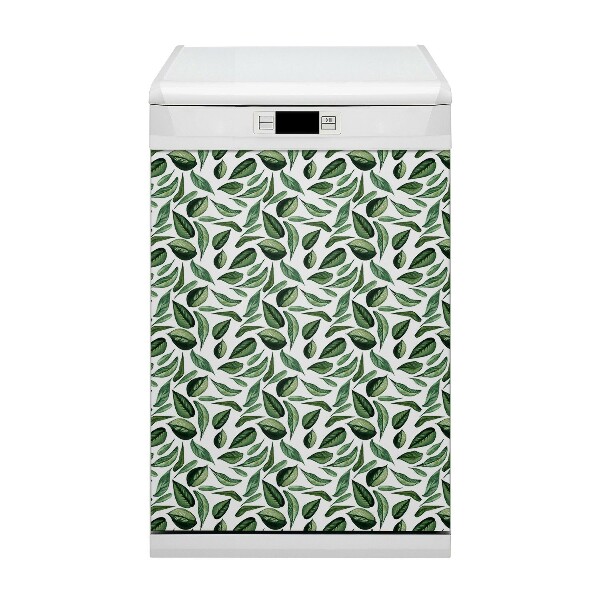 Dishwasher cover magnet Green leaves