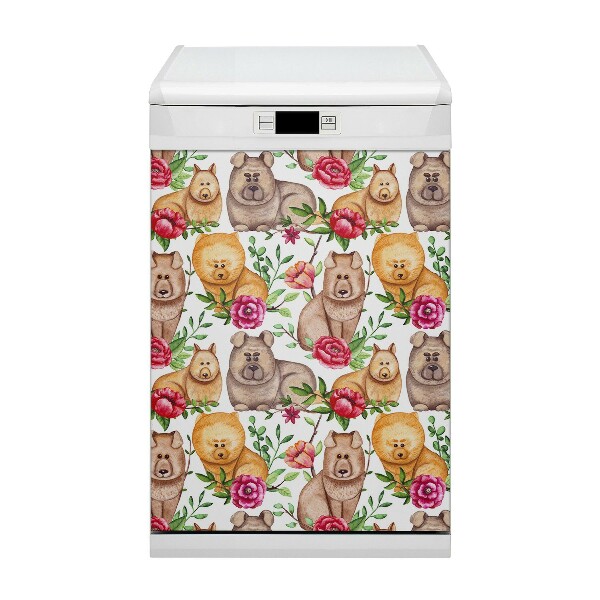 Magnetic dishwasher cover Chow chow dogs