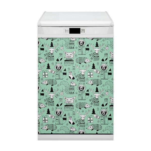 Magnetic dishwasher cover Scandinavian zoo